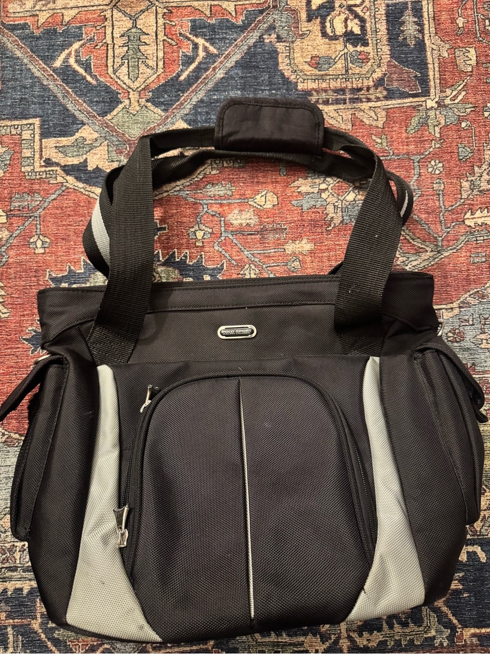 Vintage Polo Sport Ralph Lauren Black Tech Nylon Duffle Handbag